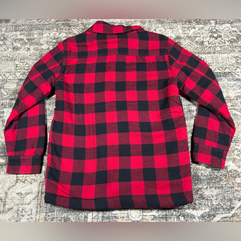 Tommy Bahama Boy Red Checked Flannel Shacket jacket Sherpa Lined Size XL (14) - Picture 2 of 6